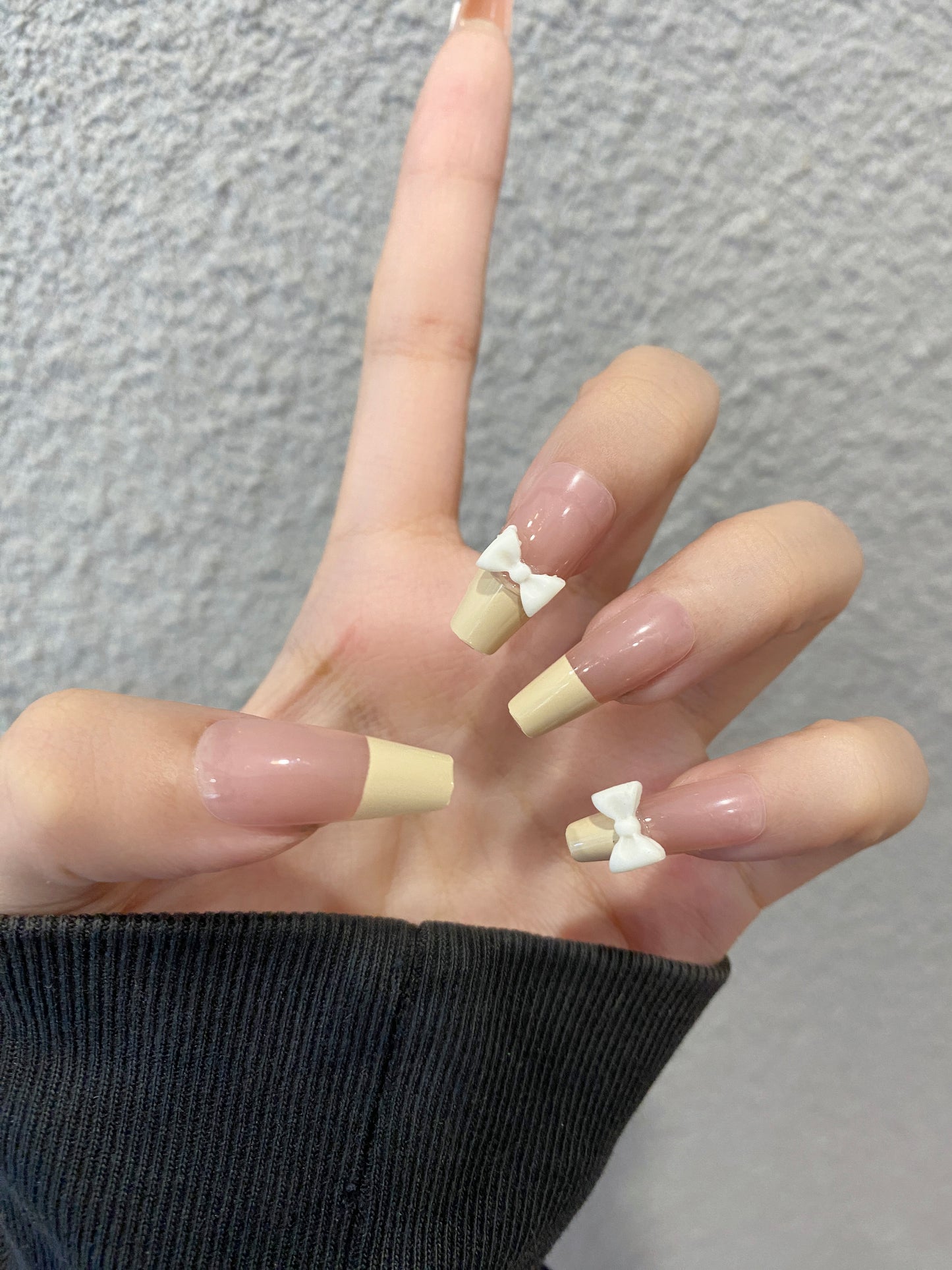 French nail tip with  bow