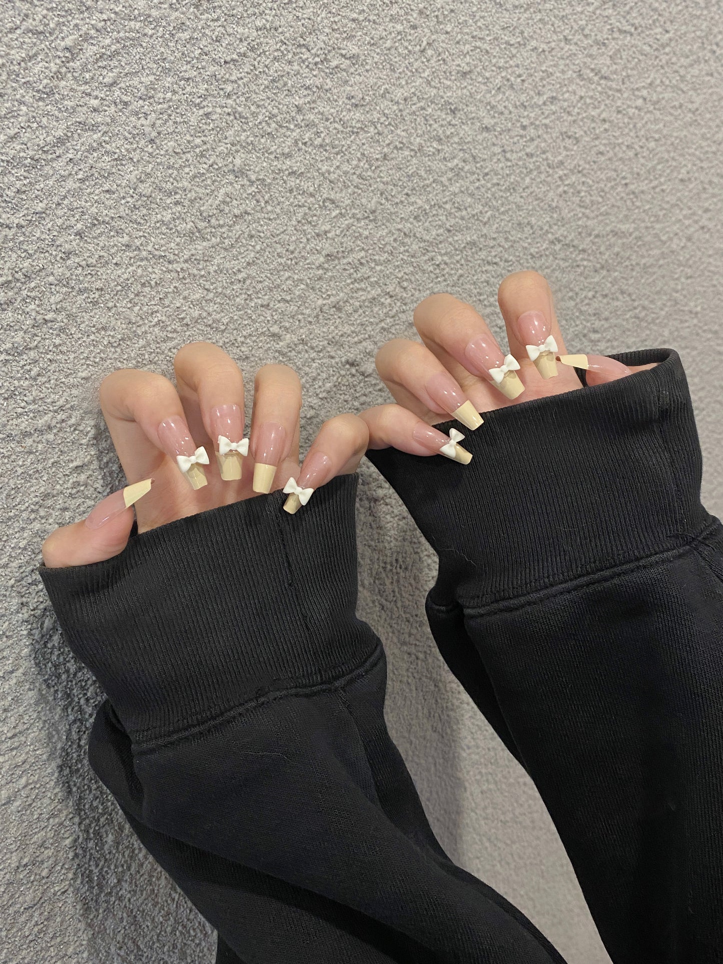 French nail tip with  bow