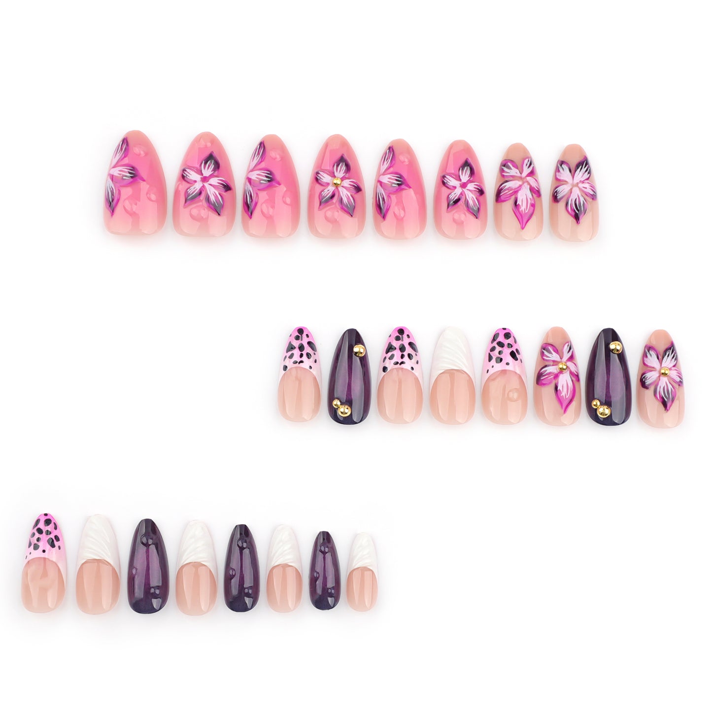 3D follow trendy leopard print French tips