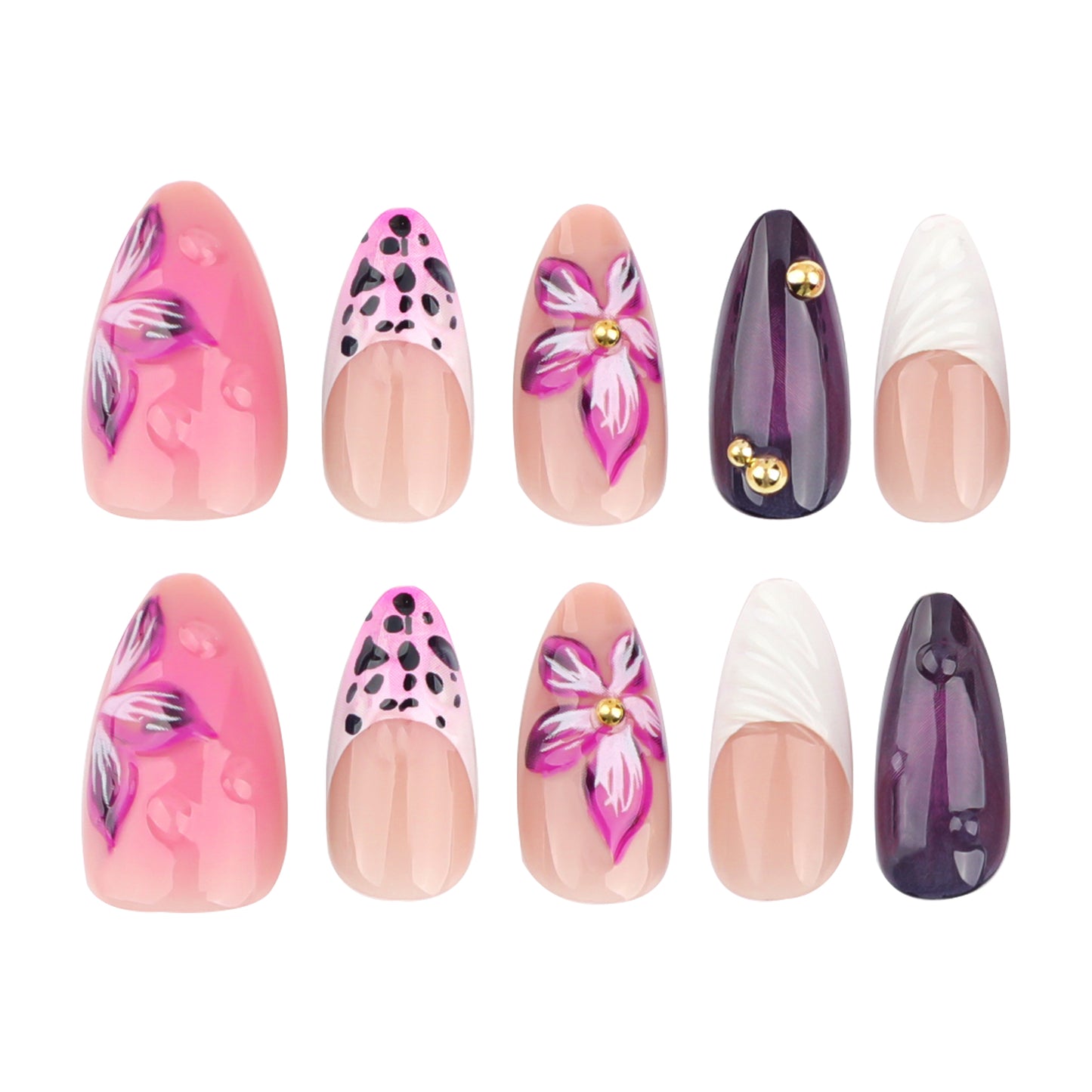 3D follow trendy leopard print French tips